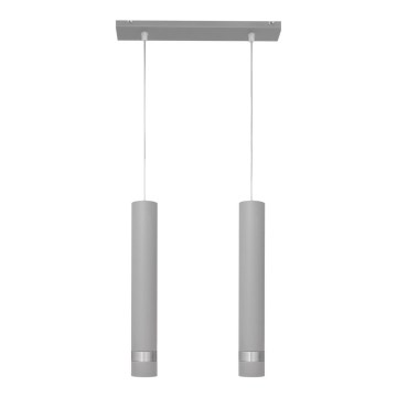 LED lysekrone på kabel TUBA 2xGU10/4,8W/230V grå/glansfuld krom