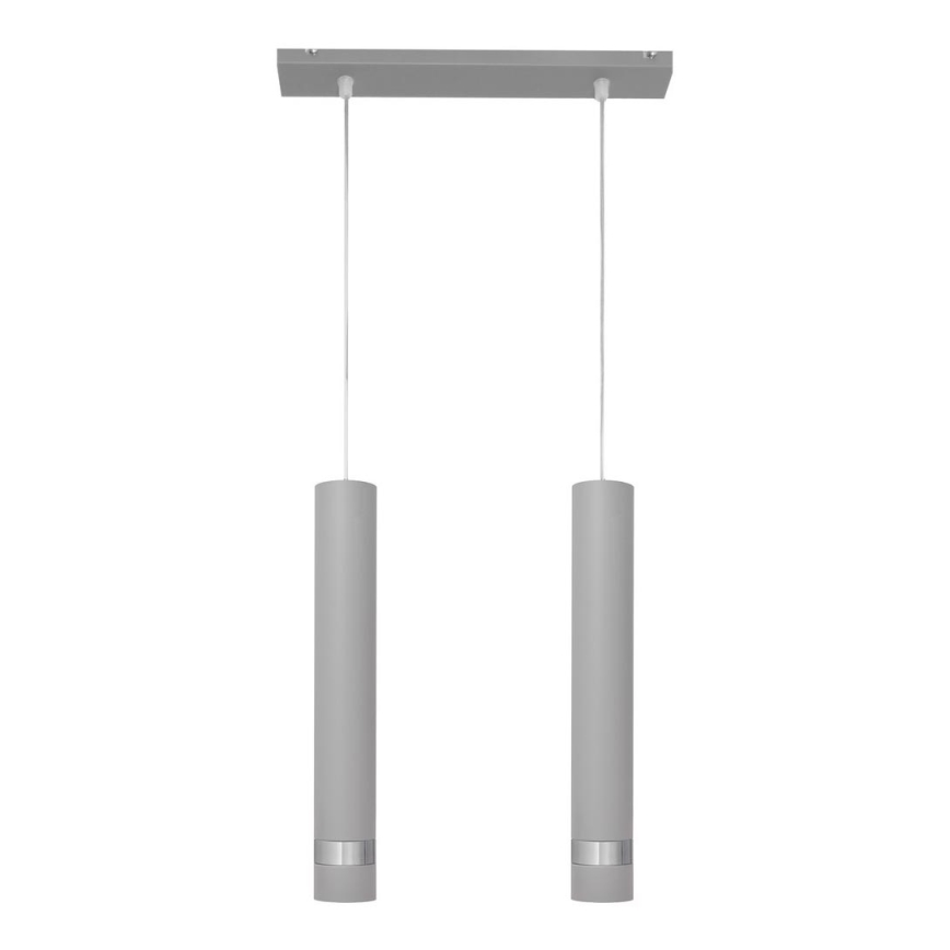 LED lysekrone på kabel TUBA 2xGU10/4,8W/230V grå/glansfuld krom