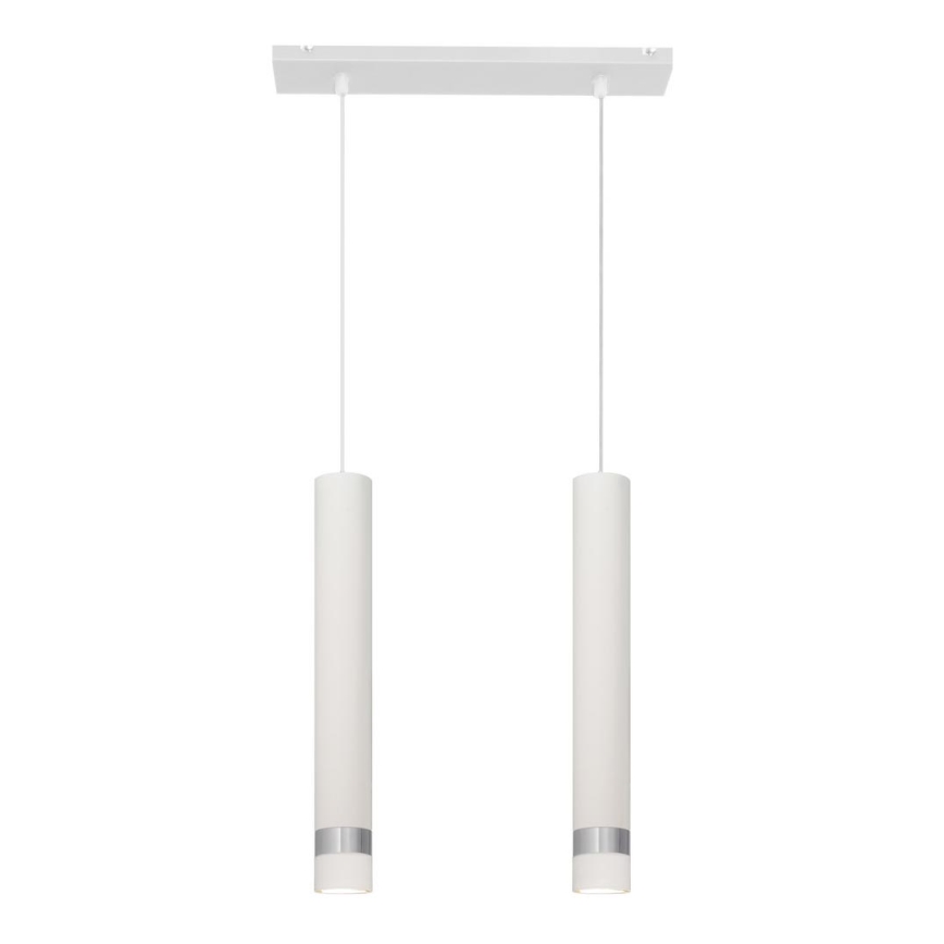 LED lysekrone på kabel TUBA 2xGU10/4,8W/230V hvid/skinnende krom