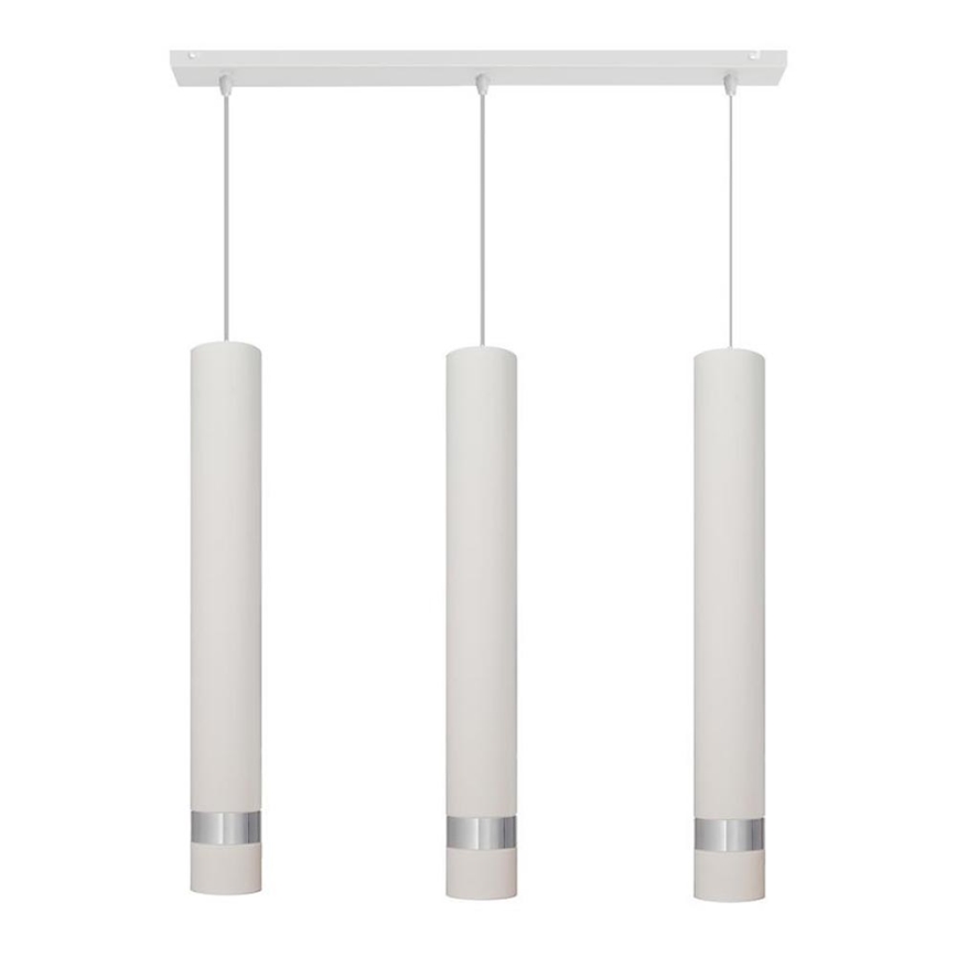LED lysekrone på kabel TUBA 3xGU10/4,8W/230V hvid/skinnende krom