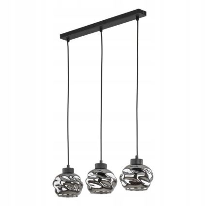 LED-lysekrone på kabel ZULIA 3xE27/15W/230V sort/røget sort