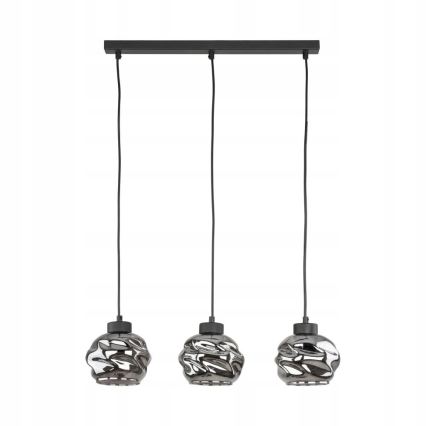 LED-lysekrone på kabel ZULIA 3xE27/15W/230V sort/røget sort