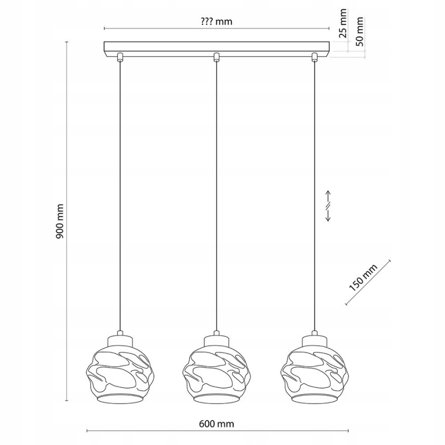 LED-lysekrone på kabel ZULIA 3xE27/15W/230V sort/røget sort