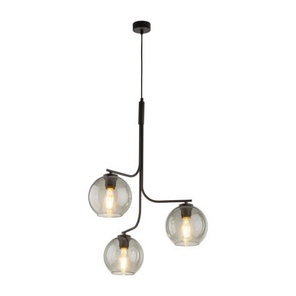 LED-lysekrone på ledning CESAR 3xE27/15W/230V sort/røget grå