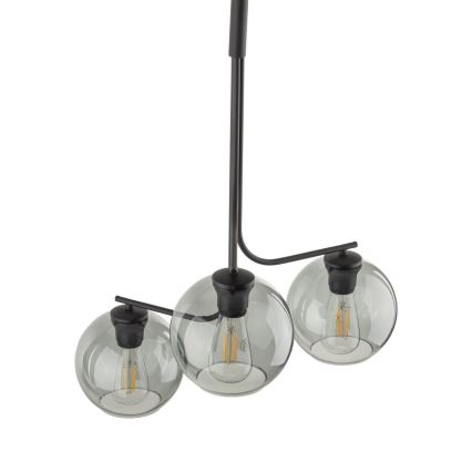 LED-lysekrone på ledning CESAR 3xE27/15W/230V sort/røget grå