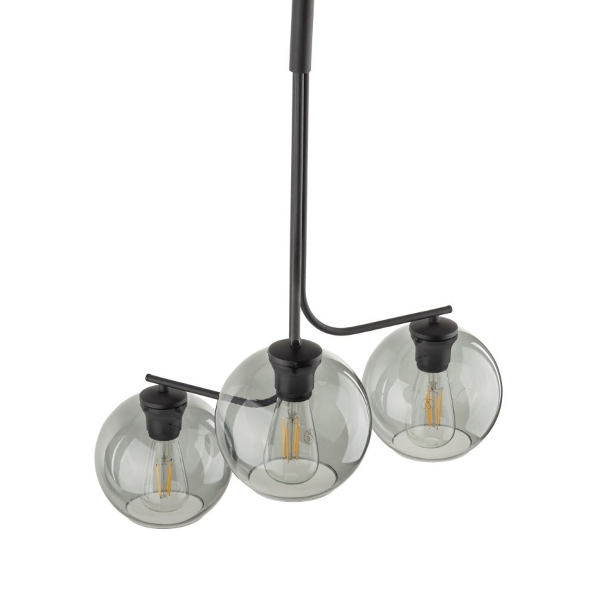 LED-lysekrone på ledning CESAR 3xE27/15W/230V sort/røget grå