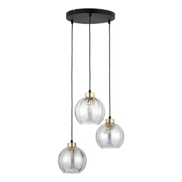 LED-lysekrone på stålwire DEVI 3xE27/15W/230V sort/klar