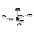 LED lysekrone på stang 6xLED/7W/230V + LED/6W 3000-6000K Ø 69 cm guld/sort