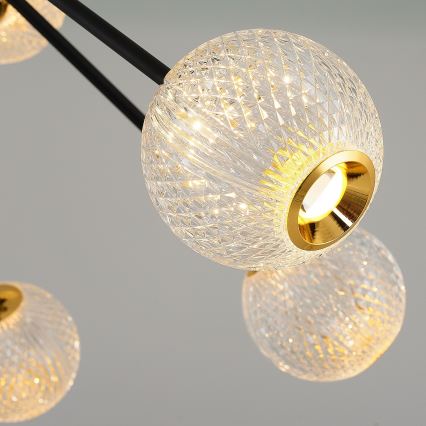 LED-lysekrone på stang GELA 12xLED/5W/230V 3000K sort/guld