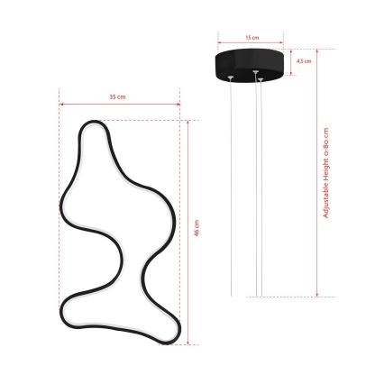 LED-lysekrone på wire ARTISAN LED/36W/230V 6500K sort