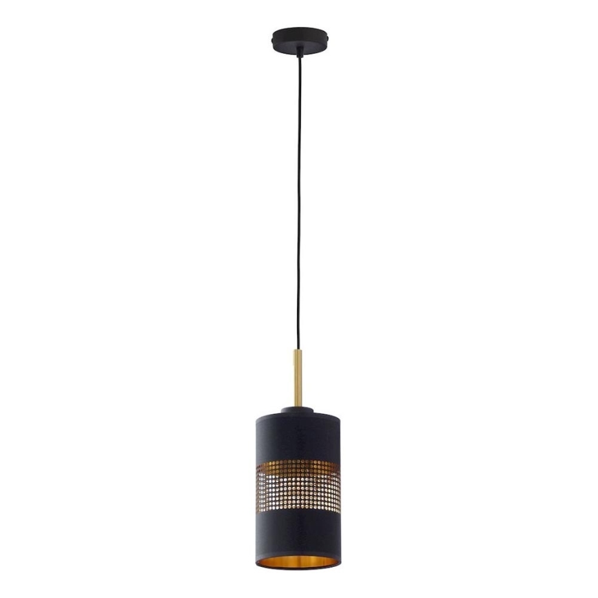 LED-lysekrone på wire BOGART 1xE27/15W/230V sort/guld
