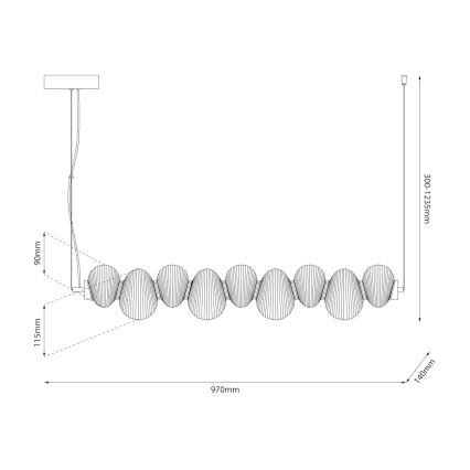 LED-lysekrone på wire BOLLA LED/32W/230V, blank krom/røggrå