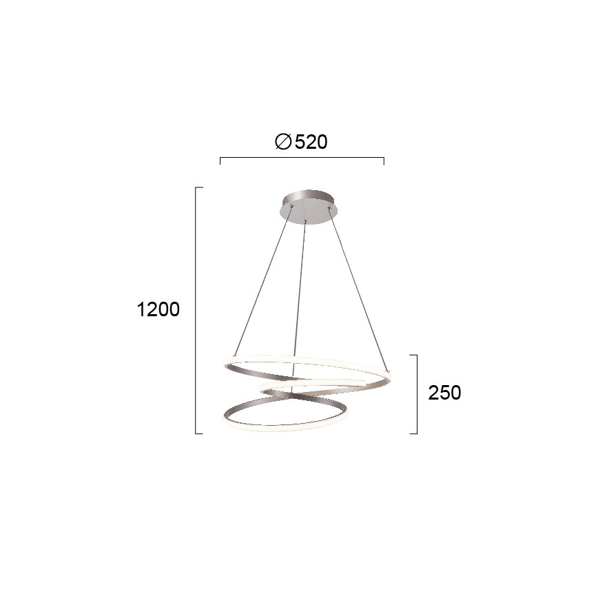 LED lysekrone på wire CORT LED/40W/230V sølv