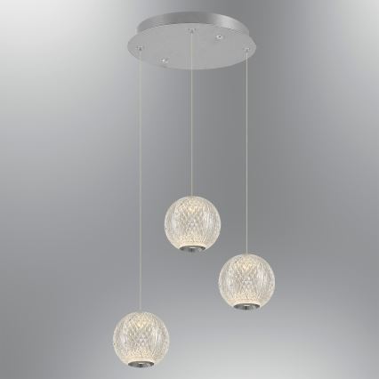 LED-lysekrone på wire CREMONA 3xLED/5W/230V 3000K mat krom