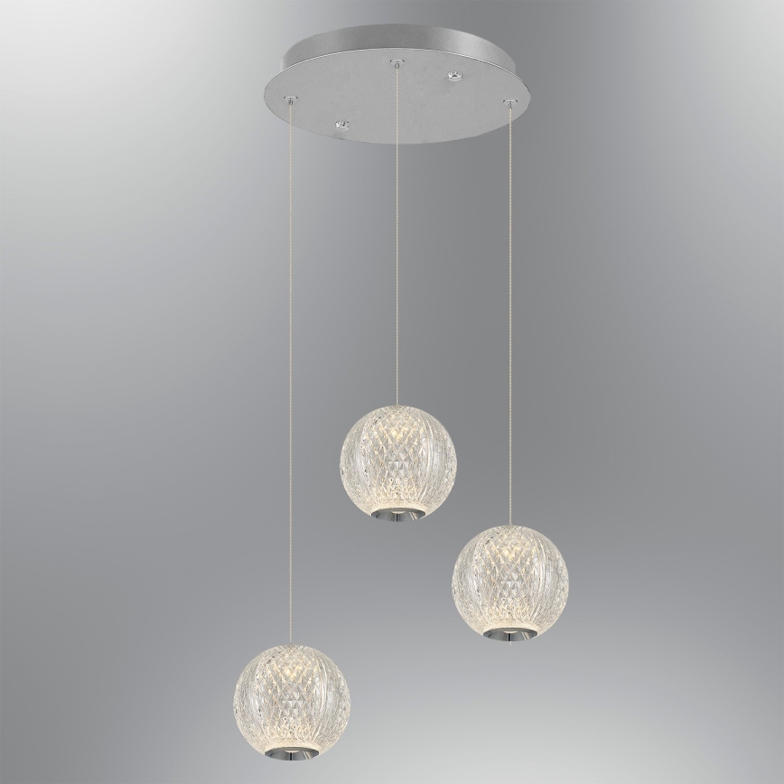 LED-lysekrone på wire CREMONA 3xLED/5W/230V 3000K mat krom