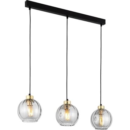 LED-lysekrone på wire DEVI 3xE27/15W/230V sort/klar
