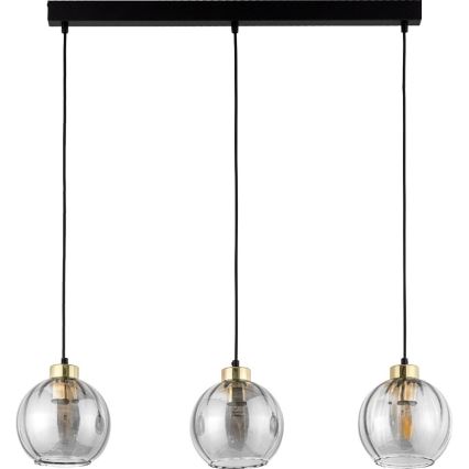 LED-lysekrone på wire DEVI 3xE27/15W/230V sort/klar