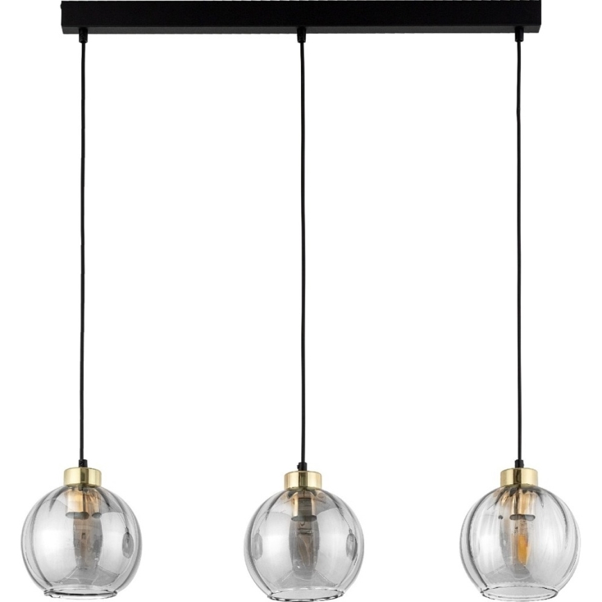 LED-lysekrone på wire DEVI 3xE27/15W/230V sort/klar