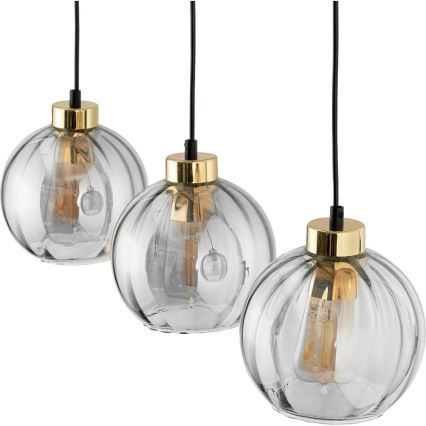 LED-lysekrone på wire DEVI 3xE27/15W/230V sort/klar