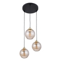 LED-lysekrone på wire DEVI 3xE27/15W/230V sort/røgfarvet beige