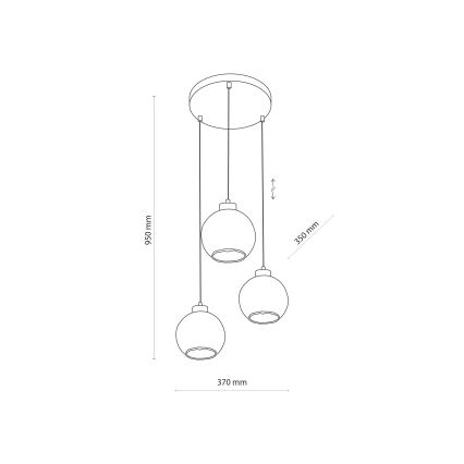 LED-lysekrone på wire DEVI 3xE27/15W/230V sort/røgfarvet beige