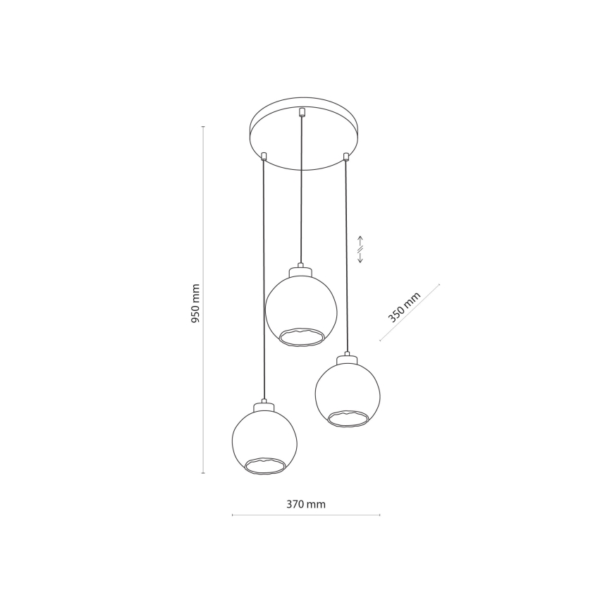 LED-lysekrone på wire DEVI 3xE27/15W/230V sort/røgfarvet beige