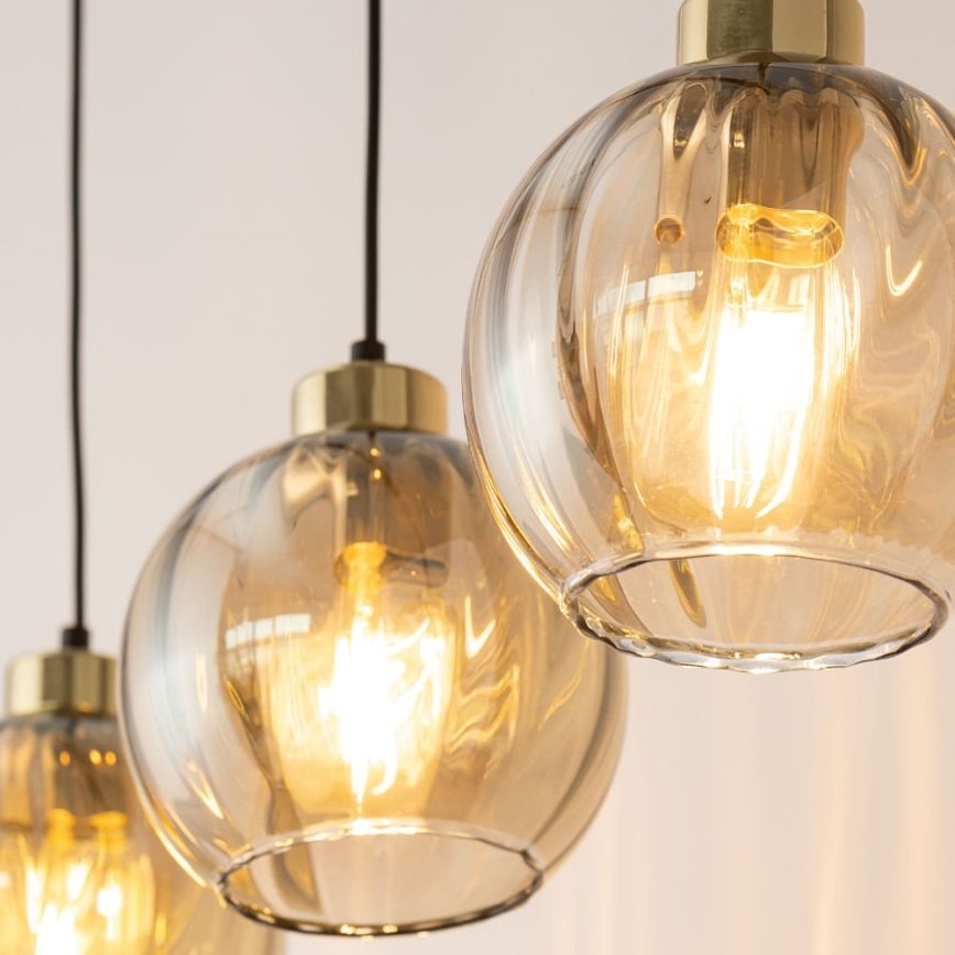 LED-lysekrone på wire DEVI 3xE27/15W/230V sort/røgfarvet beige