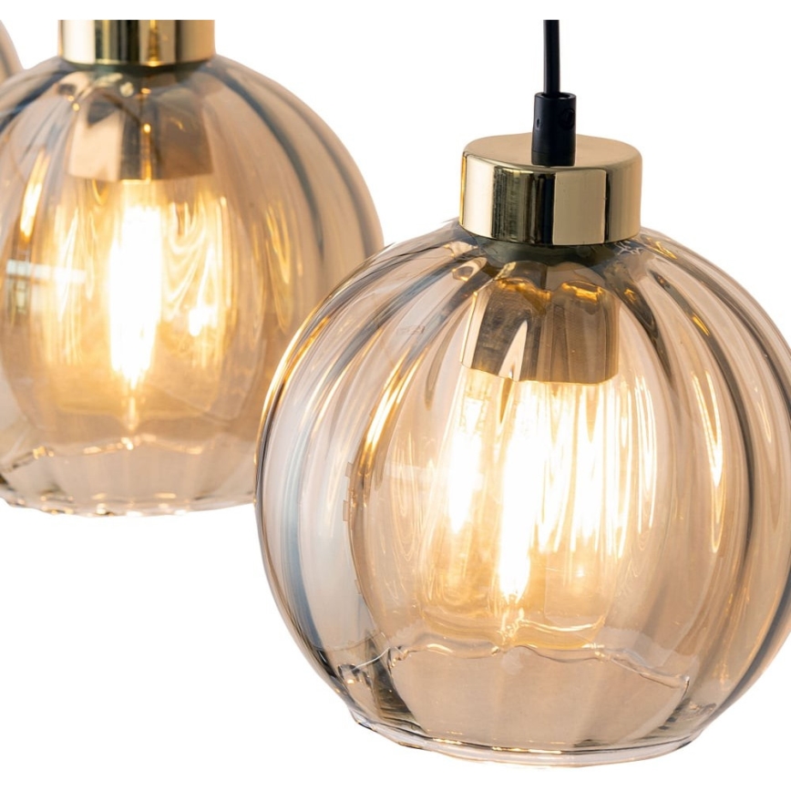 LED-lysekrone på wire DEVI 3xE27/15W/230V sort/røgfarvet beige