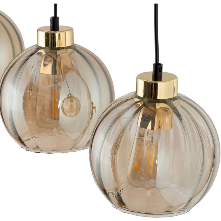 LED-lysekrone på wire DEVI 3xE27/15W/230V sort/røgfarvet beige