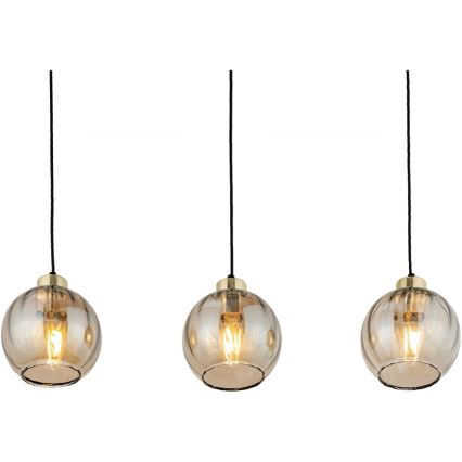 LED-lysekrone på wire DEVI 3xE27/15W/230V sort/røgfarvet beige