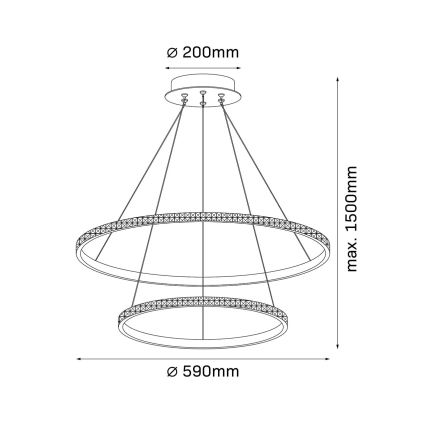 LED-lysekrone på wire DIANA LED/44W/230V 4000K Ø 59 cm guld