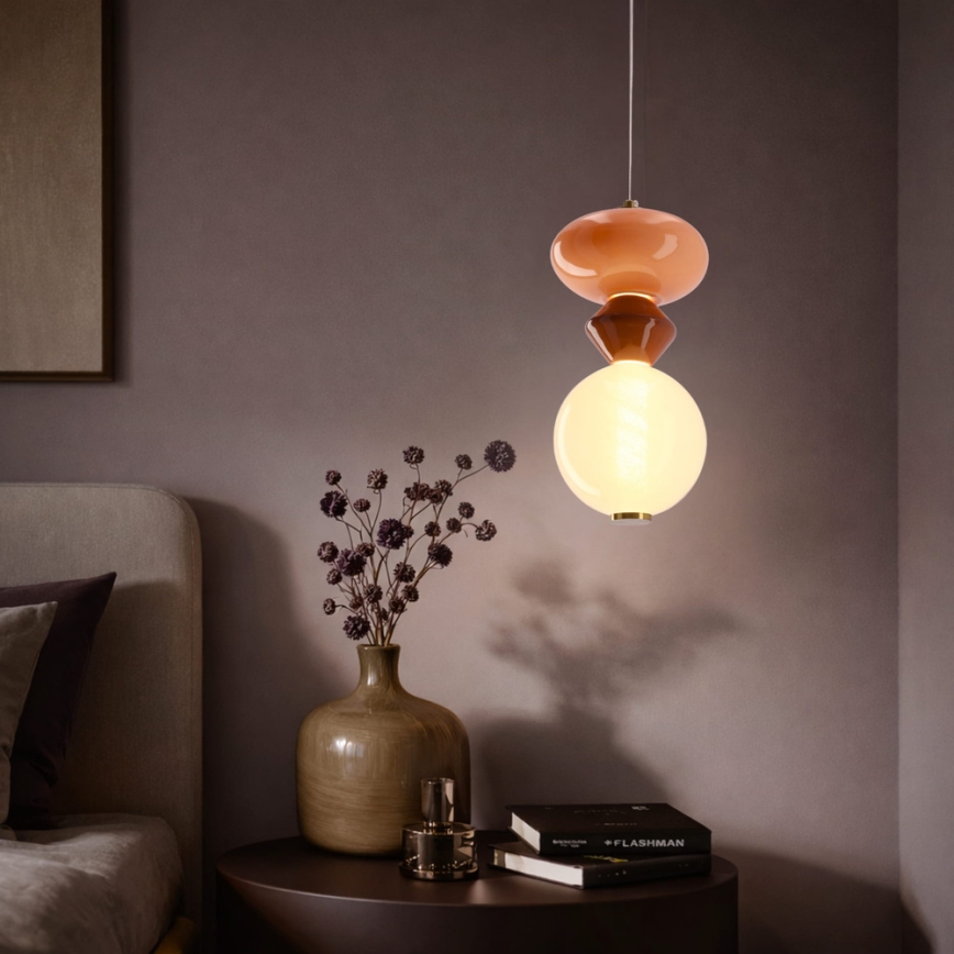 LED-lysekrone på wire FLORES LED/10W/230V guld/orange/brun