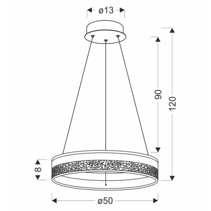 LED-lysekrone på wire FROZI LED/32W/230V Ø 50 cm hvid