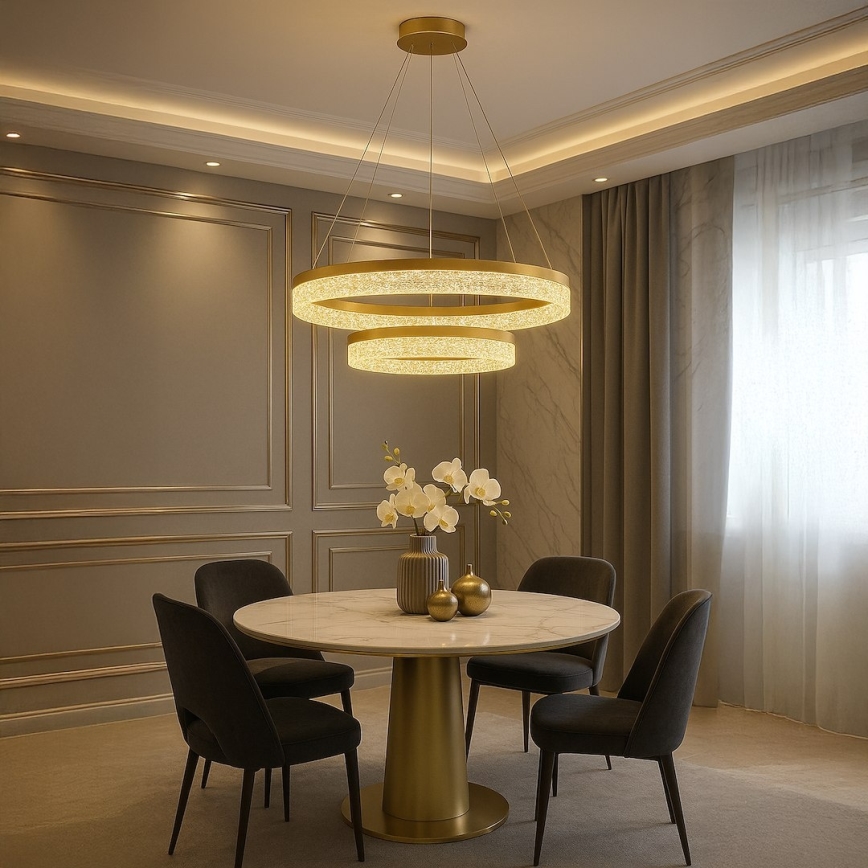 LED-lysekrone på wire GALA LED/54W/230V Ø 60 cm, guld