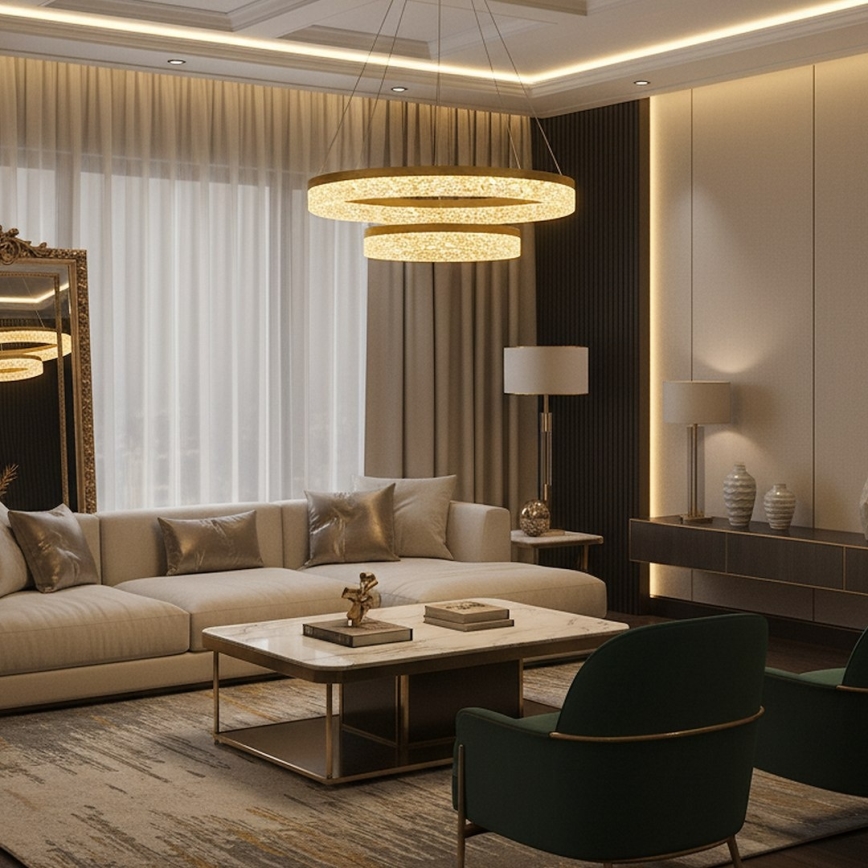 LED-lysekrone på wire GALA LED/54W/230V Ø 60 cm, guld