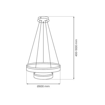 LED-lysekrone på wire GALA LED/54W/230V Ø 60 cm, guld