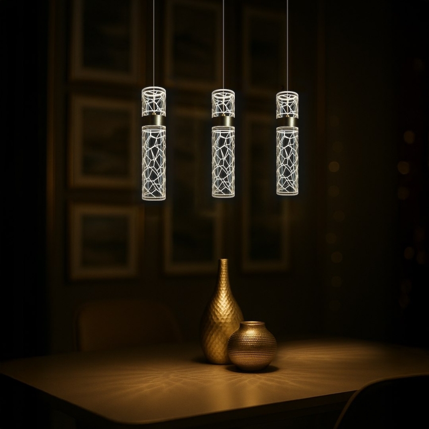 LED-lysekrone på wire LAGOS LED/8W/230V guld