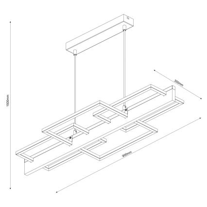 LED-lysekrone på wire LARYSA LED/35W/230V, fyrretræ
