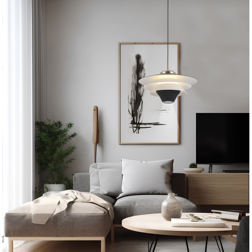 LED-lysekrone på wire MANLEY LED/5W/230V sort/hvid
