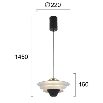 LED-lysekrone på wire MANLEY LED/5W/230V sort/hvid
