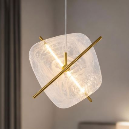 LED-lysekrone på wire RELAX LED/15W/230V guld/hvid