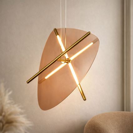 LED-lysekrone på wire RELAX LED/15W/230V guld/røget brun