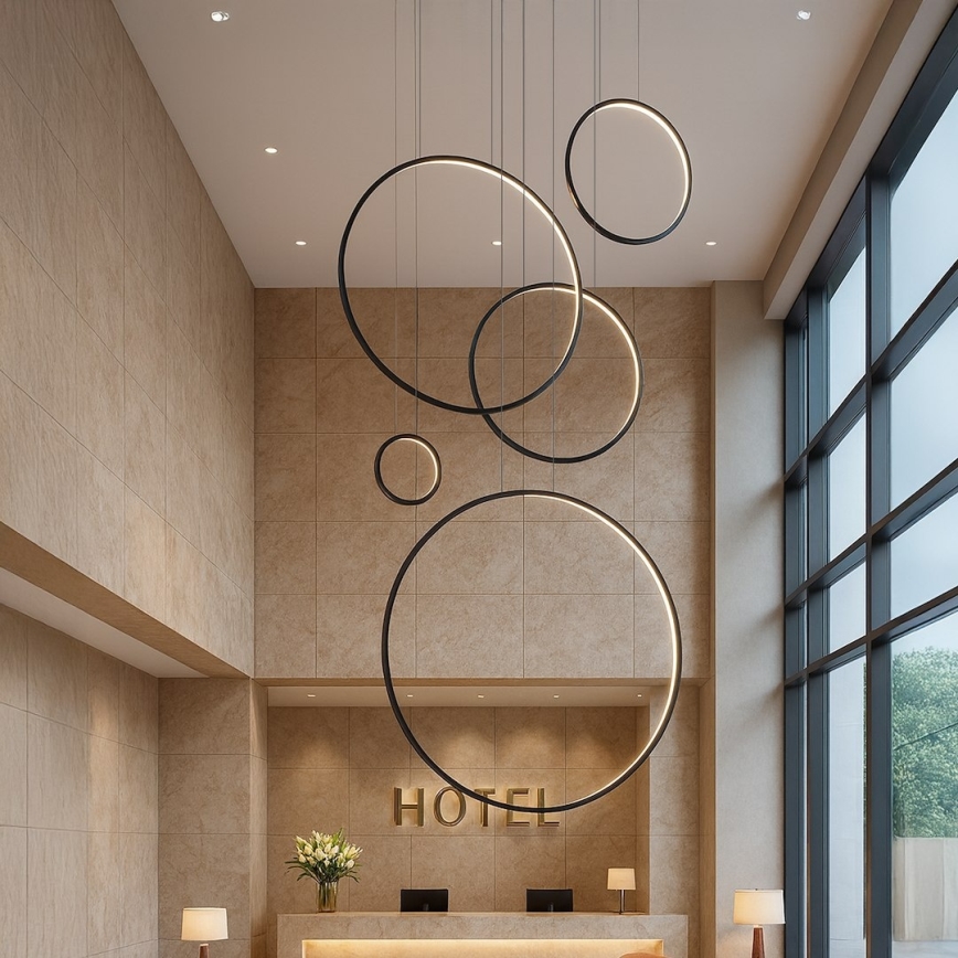 LED-lysekrone på wire SATURNO LED/100W/230V sort