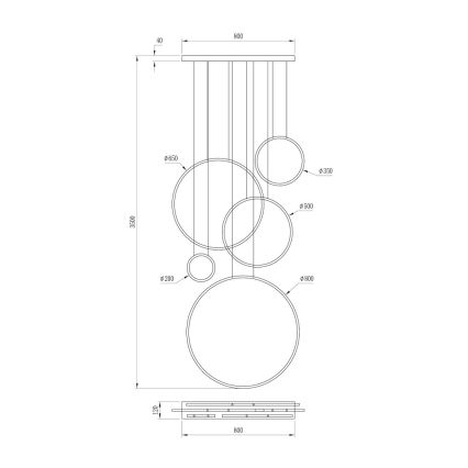 LED-lysekrone på wire SATURNO LED/100W/230V sort
