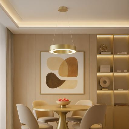 LED-lysekrone på wire UNION LED/40W/230V 3000/4000/6500K Ø 40 cm guldfarvet