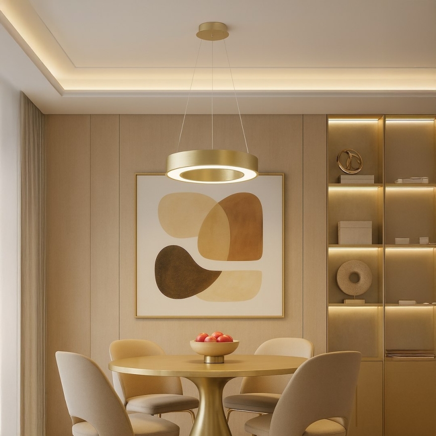 LED-lysekrone på wire UNION LED/40W/230V 3000/4000/6500K Ø 40 cm guldfarvet