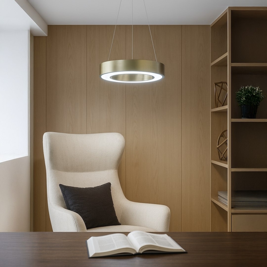 LED-lysekrone på wire UNION LED/40W/230V 3000/4000/6500K Ø 40 cm guldfarvet