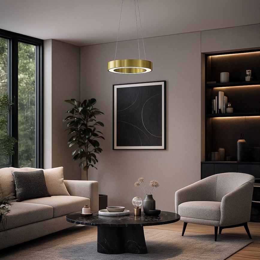 LED-lysekrone på wire UNION LED/40W/230V 3000/4000/6500K Ø 40 cm guldfarvet