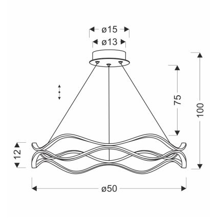 LED-lysekrone på wire VAVE LED/28W/230V rosaguld