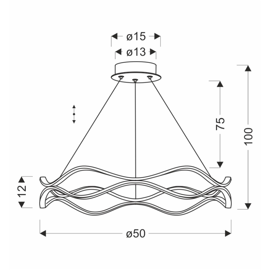 LED-lysekrone på wire VAVE LED/28W/230V rosaguld